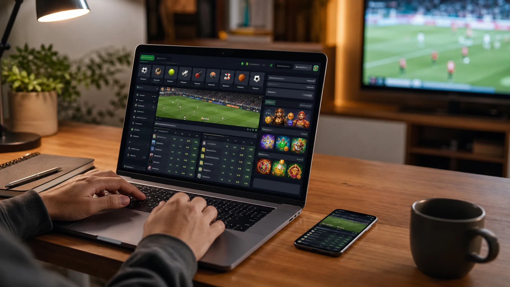 Plataforma suprabets em notebook e celular com apostas esportivas e cassino online
